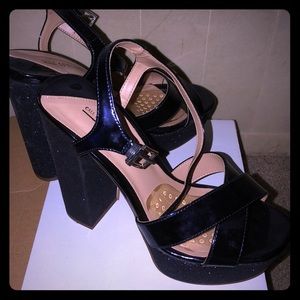 Navy blue glitter heels